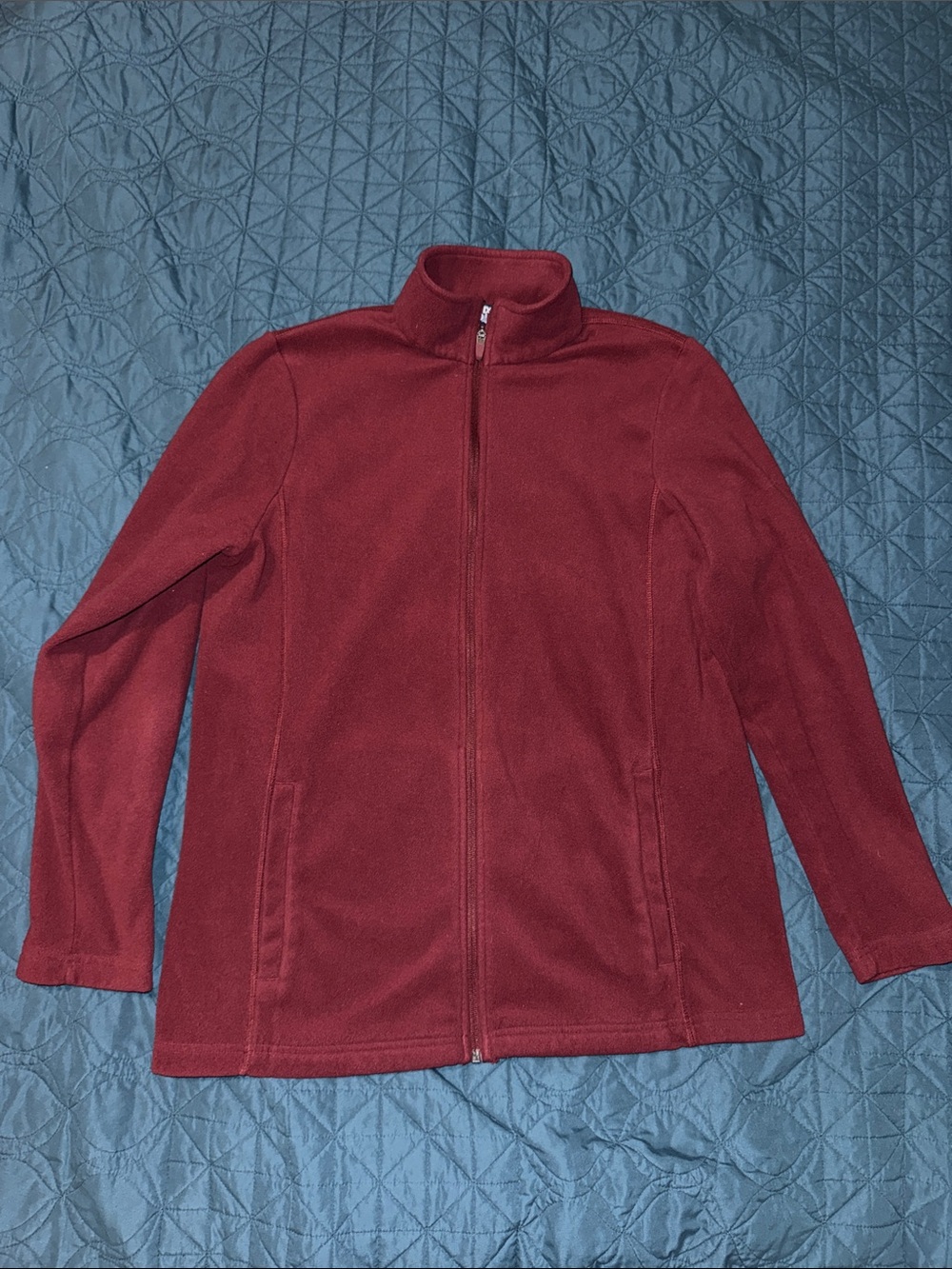 Lands' End Women's Full-Zip Fleece Jacket - Burgundy- size L-Tall